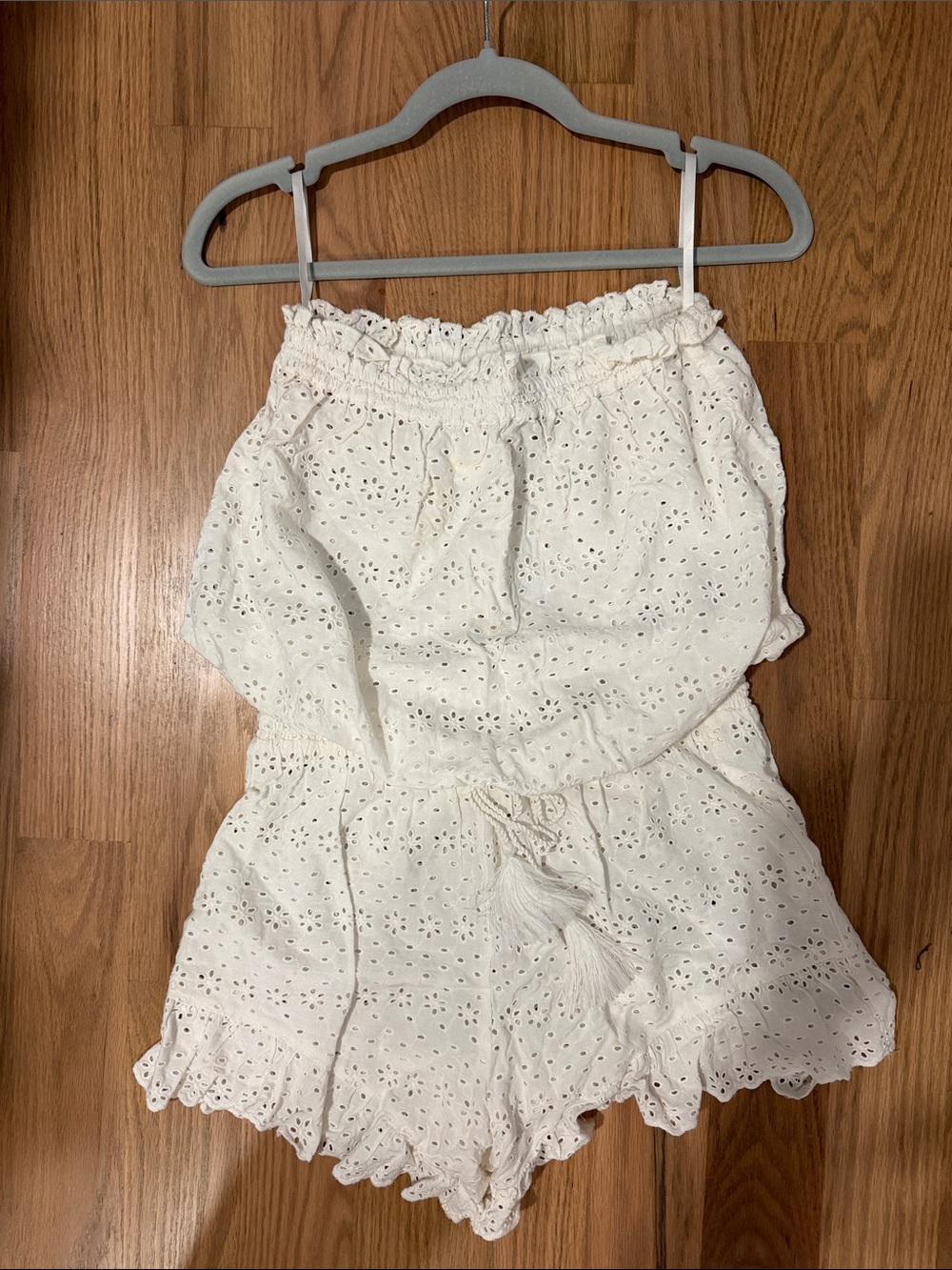Polo by Ralph Lauren White Eyelet Strapless Swim Coverup Romper